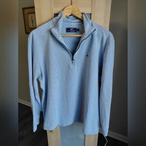 Vineyard Vines Men's Light Blue 1/4 Zip Cotton Sweatshirt Spring Comfy Active